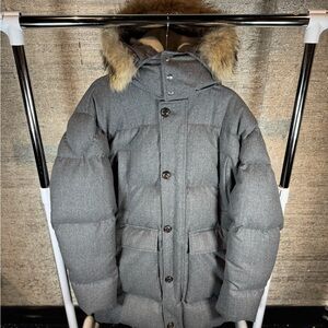 Moncler Vilaine Longline Fur-Trim Parka